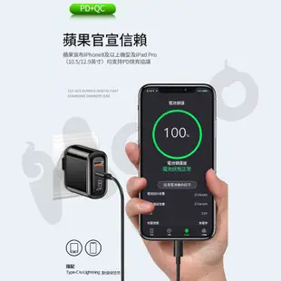 18W PD QC3.0 數顯快充頭 iPhone 充電器 三星 小米 充電頭 豆腐頭 台灣公司貨 PD快充線 一年保固