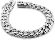 [Dankadi] Men 925 Sterling Silver Solid Miami Cuban Link Chain Bracelet -10MM - 12MM- Curb Cuban Bangle 7" 7.5" 8" 8.5" 9" 9.5"10" Thick Big Link Man Teen Boys Jewelry Gift