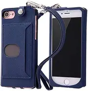 iPhone SE (3rd Generation)/SE (2nd Generation)/8/7 Open Leather Case Colorful with Strap, Navy