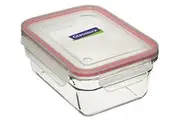 Glass Lock Rectangle 485ml Oven Safe Red