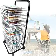 Mobile Paint Drying Rack - Steel Drying Painting Racks, Art Drying Rack, Flexible Shelves Mobile Art Cart, Educational Product Drying Rack, Space-Saving Shelf, for Classroom, Art Club(20 Layers)