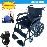 Self Propelled Wheelchair Folding Black Lightweight Foldable Manual Wheel Chair
