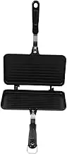 Hoement Non-Stick Pan for Sandwiches Waffles Double-Sided Aluminum Grill Maker Easy to Flip Clean Gas Cooking Pan for Outdoor Emergency Use
