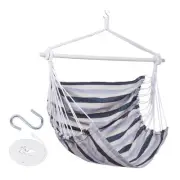 Backyard Expressions Striped Hammock Chair Hanging Rope Swing Chair, Anti Slip
