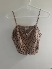 Gypsies & Moondust Coverleaf Cropped Top Adjustable Spaghetti Strap Women's L