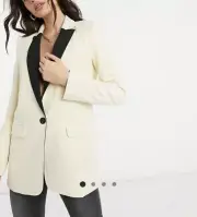 ASOS DESIGN pastel tux blazer in buttermilk