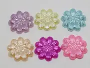 200 Mixed Color Acrylic Pearl FlatBack Sunflower Cabochon 13mm Scrapbook Craft