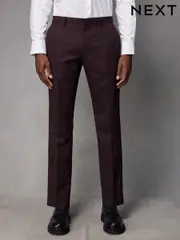 Red Tailored Fit Textured Wool Blend Suit Trousers (K86545) | $57