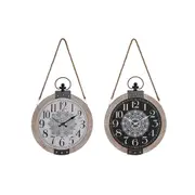 Table Clock Dkd Home Decor 40 x 6.5 x 46 Cm Black White Iron Mandala Mdf Wood 2 Units
