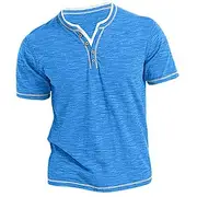 Men's T shirt Tee Henley Shirt Tee Top Plain Henley Street Vacation Short Sleeves Clothing Apparel Fashion Designer Basic