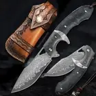 Handmade Damascus Steel Folding Pocket Knife Sheath Carbon Fiber Handle Flipper