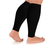Calf Compression Sleeve for Men and Women - Splint Sleeves for Leg, Calves – Running, Cycling -Black L - Black
