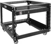 RIVECO 6U Server Rack with Wheels Open Frame Networking Rack+ PDU 8 Outlets Set Black