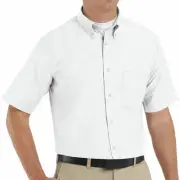 White Dress Shirt 19 Red Kap Men's Oxford Button Collar Front Uniform SS New