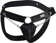 MALEBASICS DNGEON Chain Jockstrap – Synthetic Leather Metallic Ring Chain Jockstrap - Mens, 1 unit, Size OS