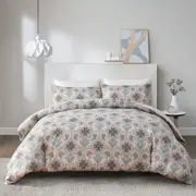 4PCS Quilt/Duvet Cover Flat Sheet Pillowcase Soft Microfiber Bedding Set Beige