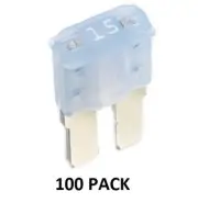 100 PACK - MICRO 2 BLADE FUSES - 15 AMP AUTOMOTIVE ULTRA MINI FUSES ATRM15-100PK