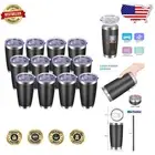 Modern 20oz Travel Coffee Mug Set - 12 Pack Double Wall Insulated Black Tumblers