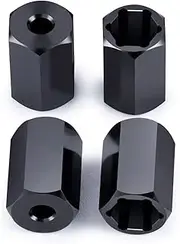 QUPA AM STORE 4 PCS 5mm to 7mm Wheel Hex Adapters (+10mm) for 1/10 WPL D12 RC Truck Car 1/24 SCX24 RC Upgrades Accessories Black