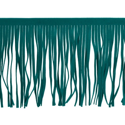 2 Yards 4 Inch PU Leather Fringe Trim DIY Tassel Fringe for Sewing, Dark Green