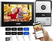TMEZON 2 Wire Connected Video Door Phone,1080P WiFi Video Intercom with IP Touch Screen Monitor,Wired Camera Doorbell Night Vision,Open The Door Via Badges/APP,TuyaSmart