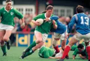 Pat O'Hara of Ireland in action against France during a Five N- Rugby Photo 1