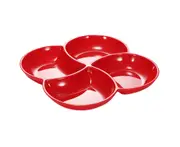 Divided Plate Chip-resistant Smooth 4-Compartment Dishwasher Safe Serving Platter for Bar-Red - Red