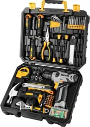 DEKOPRO 126-Piece Tool Set with 8V Cordless Drill for Home Repair & DIY