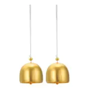 2 Pcs Wind Chime Hanging Bells Temple Bells Retro Outdoor 1.5" Round Gold White