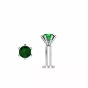 0.50Ct Round Lab-Created Emerald Screw Stud Nose Pin 14k White Gold Plated