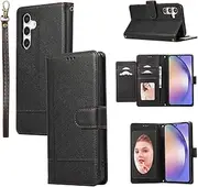 [YocoverTech] for Samsung A34 5G Case,for Galaxy A34 5G Wallet Case[5 Card Slots+a Pocket+Mirror] PU Leather Folio Flip Magnetic Cover-Black