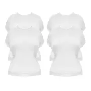 4x Bonds Womens Icons Crew Neck Tee Top Ladies Classic T Shirt White CR9DI Bulk