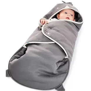 Wallaboo 海天使輕巧嬰兒抱袋包巾 - 可愛動物系列雙面款 企鵝灰