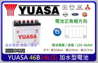 在飛比找Yahoo!奇摩拍賣優惠-☆銓友電池☆桃園電池☆實體店面 YUASA 46B24LS 