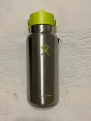 Hydro Flask 32oz Water Bottle Wide Mouth w/Straw Lid Lime Green and Silver NWT