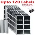 40 to 120 Jar Labels Stickers Black Labels Chalk Pen Kitchen Pantry Spice Herb