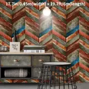 Multicolor Wallpaper Wall Sticker Cover Wood Panel Effect Home Decor Rustic