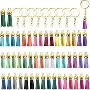 Supkeyer 150Pcs Keychain Tassels Set Faux Leather Tassel with 50x Tassels 50x Jump Rings 50x Keychain Rings for DIY Cellphone Straps, Acrylic Blank Keychains, Shrinky Dinks, Crafts,25 Mix Colors