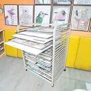 20 Removable Shelves Art Drying Rack, Painting Drying Rack with 4 Wheels, Canvas Art Storage Rack for Classroom, Art Studio, Art Club