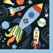 3-2-1 Blastoff! Outer Space Birthday Party Beverage Napkins, Set of 16,