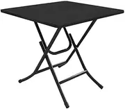 SOGA Black Dining Table Portable Square Surface Space Saving Folding Desk with Lacquered Legs Home Decor