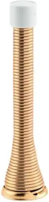 3" Door Stop, Brass Plated, Flexible Wire, Rubber Tip, Baseboard Mount, Qty. 5