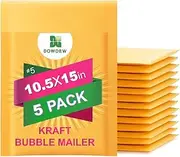 Kraft Bubble Mailers [5 Pack] Shipping Mailing Packing Padded Envelopes #5 (10.5" x 15")