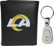 Siskiyou Sports Leather Tri-fold Wallet & Steel Key Chain