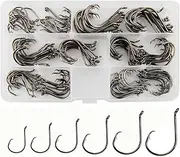 Circle Hooks Saltwater Fishing Hooks 2X Strong Offset Circle Hooks Black High Carbon Steel Catfish Fishing Hooks Freshwater Fish Hooks