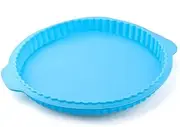 BEALIFE 10 Inch Silicone Round Cake Mold Toast Mousse Pizza Pie Baking Pan Wedding Lace Tray Dish Air Fryer Oven Mould, Blue