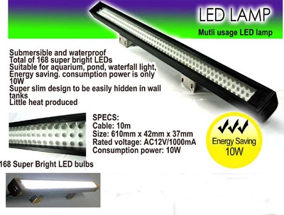 168 White LED Linear Underwater Waterfall Pond Aquarium Light