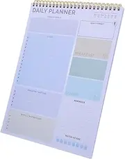 HOMSFOU Daily Schedule Planner Notepad Tear Off Sheets for Appointments Meals Water Intake Tracking Undated Desktop Planning Pad Purple with Cover