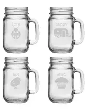 Susquehanna Glass Pet Names Set of 4 16oz Mason Jars