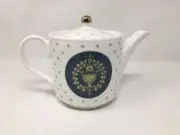 Staffordshire England China Teapot The Rosedale Palace Green White & Gold New